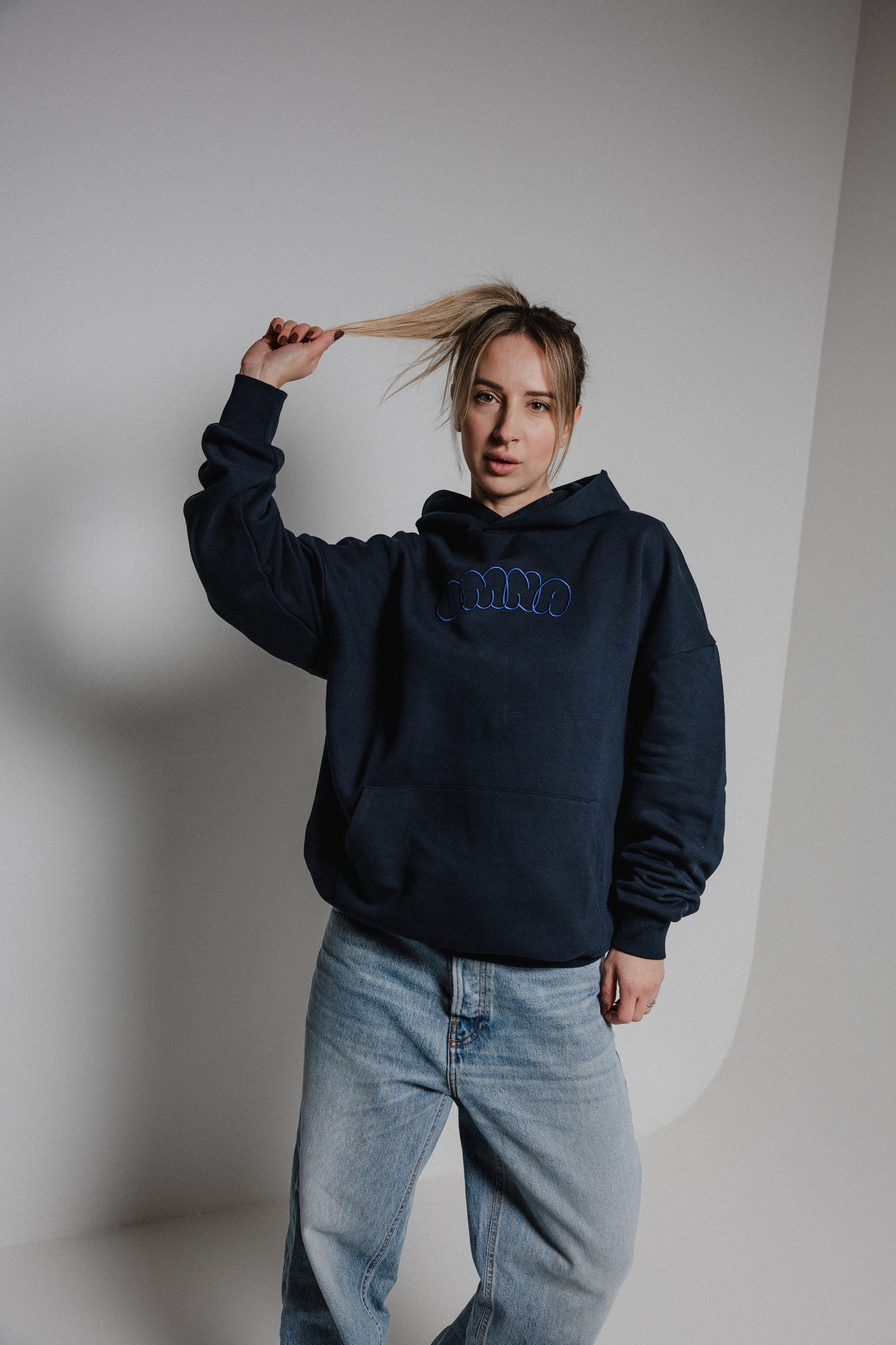 Unisex Bubble Letter Hoodie Blue