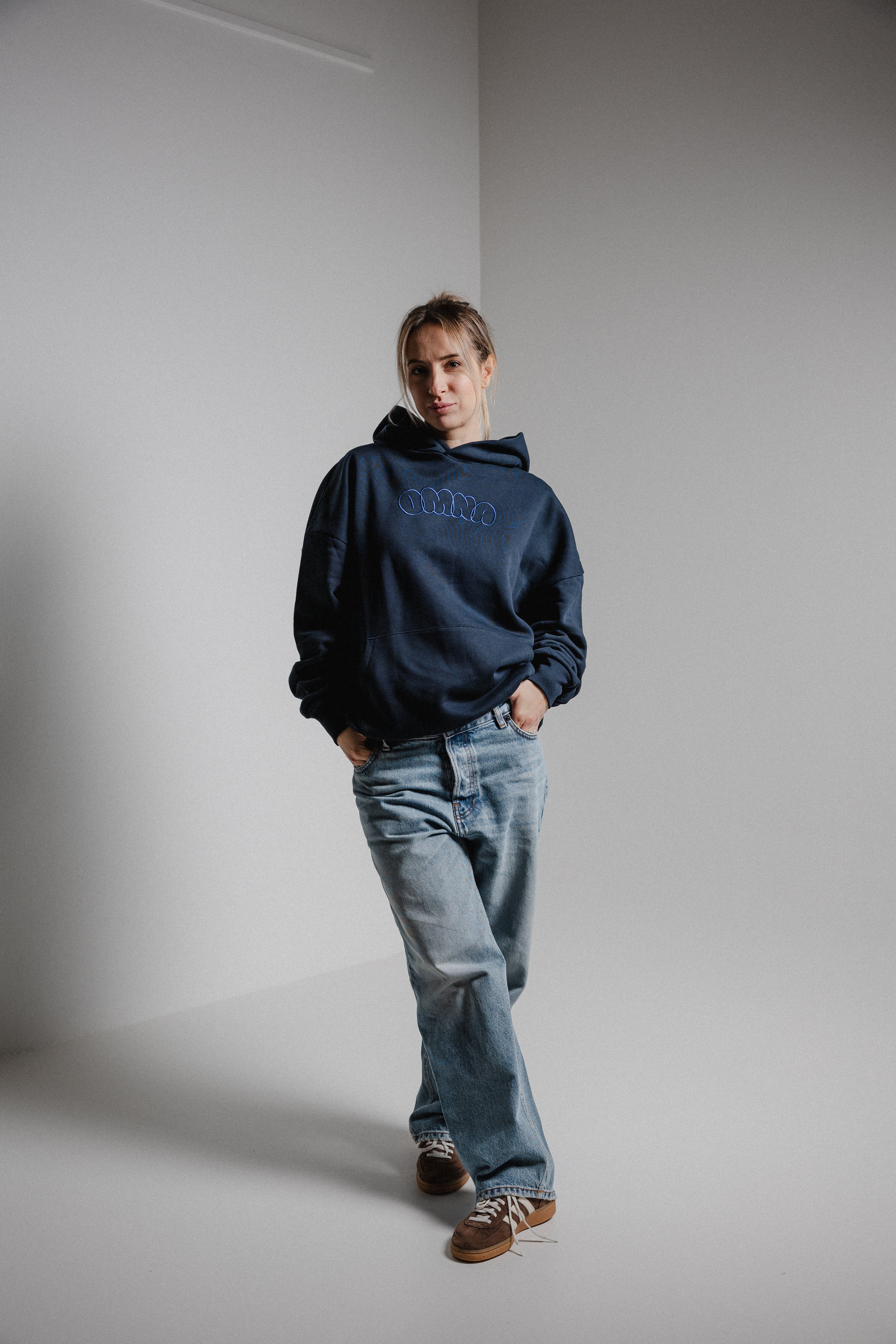 Unisex Bubble Letter Hoodie Blue