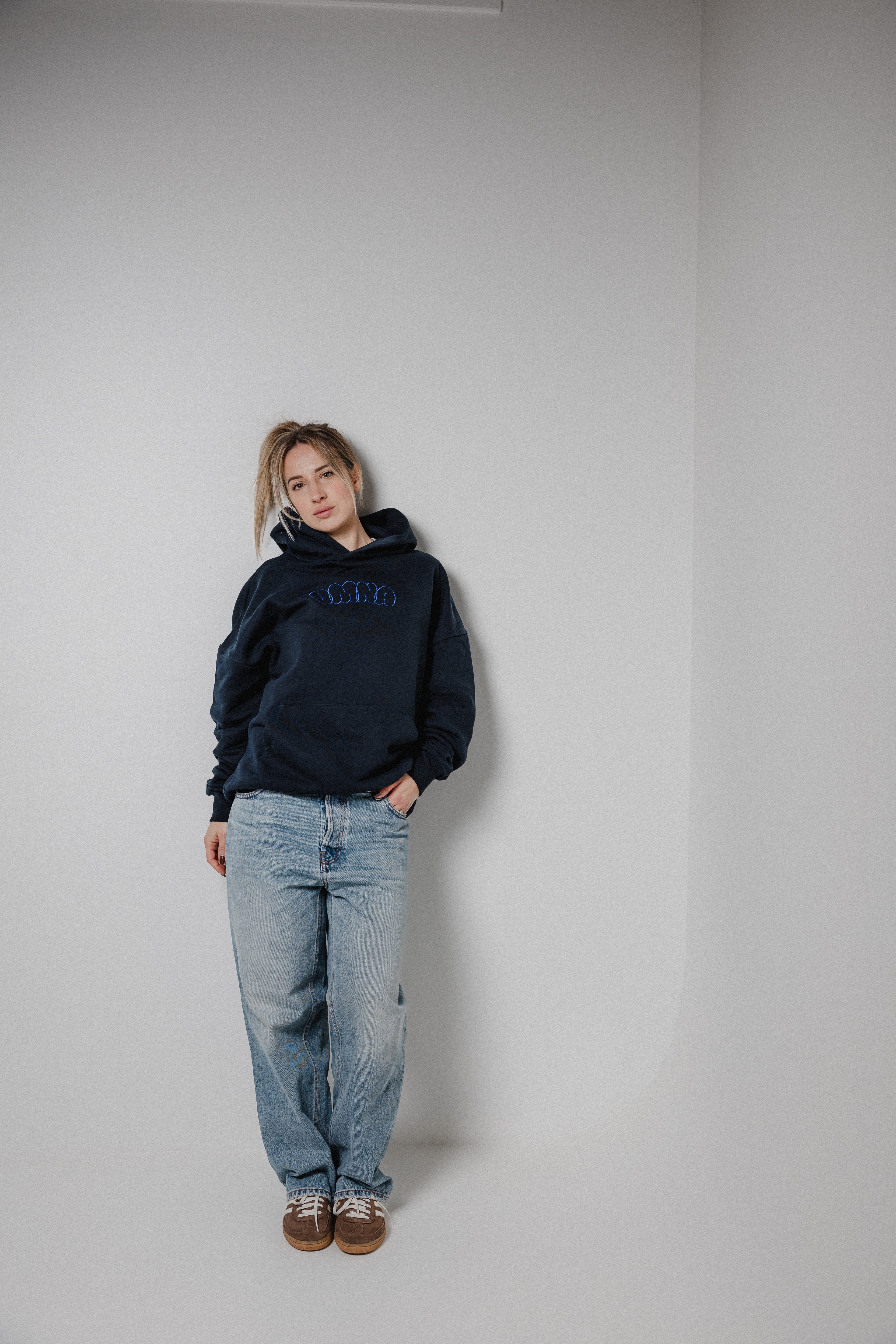 Unisex Bubble Letter Hoodie Blue